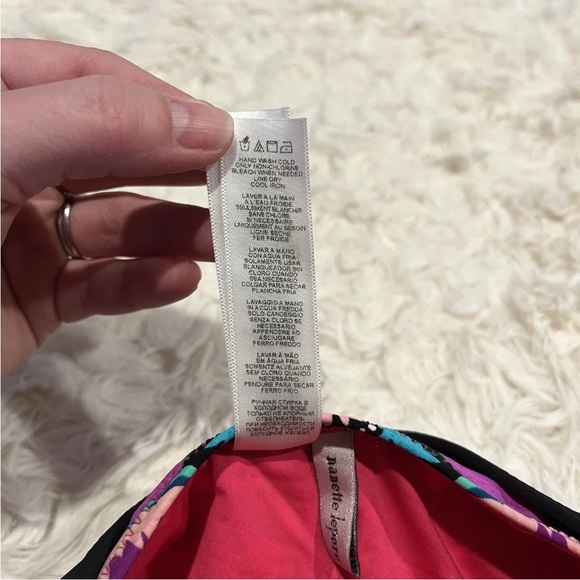 Nanette Lepore Swimsuit Womens Large Floral Pink Print Strapless Bathing - Picture 10 of 12